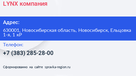 LYNX компания - визитка
