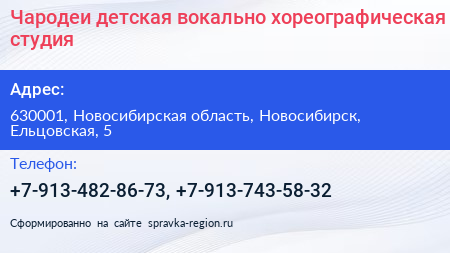 Чародеи детская вокально хореографическая студия - визитка