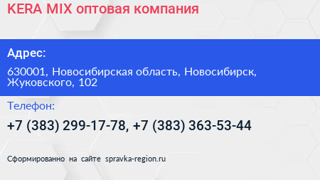 KERA MIX оптовая компания - визитка