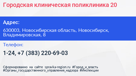 Городская клиническая поликлиника 20 - визитка