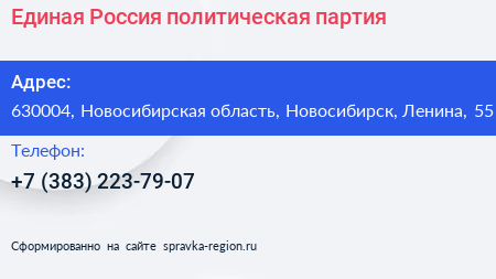 Единая Россия политическая партия - визитка