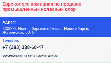 Евроколеса компания по продаже промышленных колесных опор - визитка