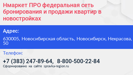 Нмаркет ПРО федеральная сеть бронирования и продажи квартир в новостройках - визитка