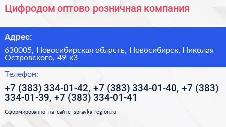 Цифродом оптово розничная компания - визитка