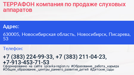 ТЕРРАФОН компания по продаже слуховых аппаратов - визитка