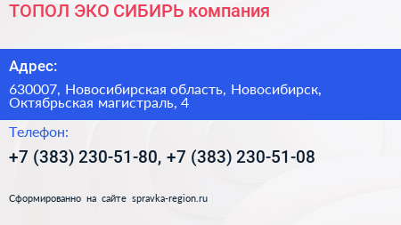 ТОПОЛ ЭКО СИБИРЬ компания - визитка