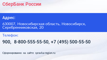 СберБанк России - визитка