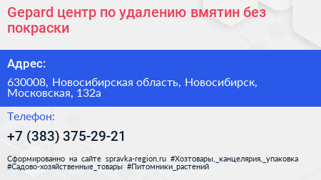 Gepard центр по удалению вмятин без покраски - визитка