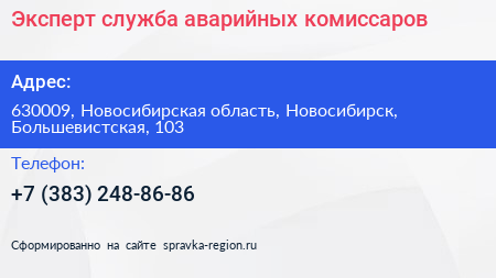 Эксперт служба аварийных комиссаров - визитка