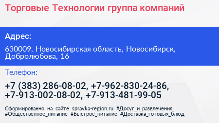 Торговые Технологии группа компаний - визитка