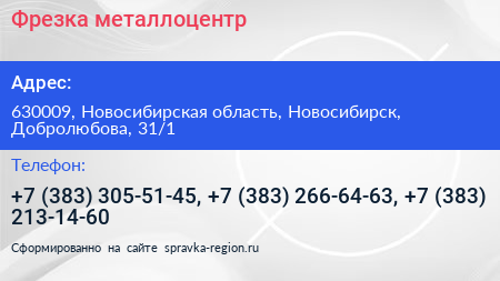 Фрезка металлоцентр - визитка