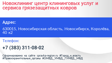 Новоклининг центр клининговых услуг и сервиса грязезащитных ковров - визитка