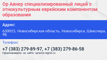 Ор Авнер специализированный лицей с этнокультурным еврейским компонентом образования - визитка