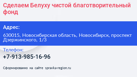 Сделаем Белуху чистой благотворительный фонд - визитка