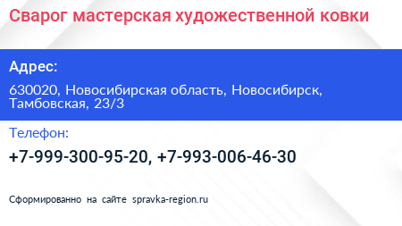 Сварог мастерская художественной ковки - визитка