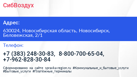 СибВоздух - визитка