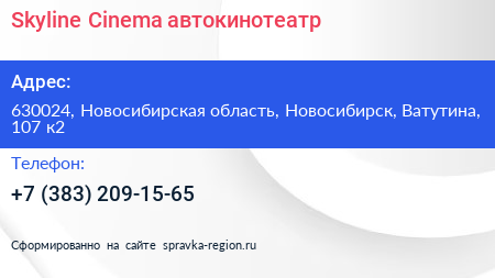 Skyline Cinema автокинотеатр - визитка