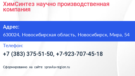ХимСинтез научно производственная компания - визитка