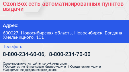 Ozon Box сеть автоматизированных пунктов выдачи - визитка