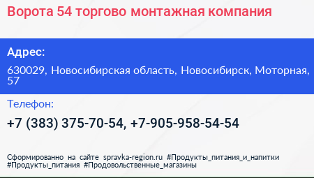 Ворота 54 торгово монтажная компания - визитка