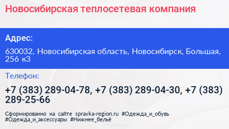 Новосибирская теплосетевая компания - визитка