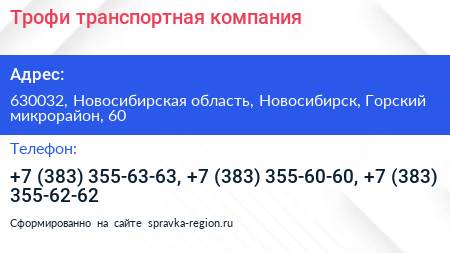 Нажмите, чтобы скачать визитку Трофи транспортная компания - визитка
