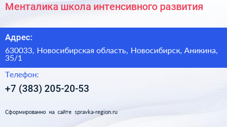 Менталика школа интенсивного развития - визитка