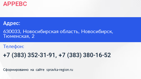 АРРЕВС - визитка