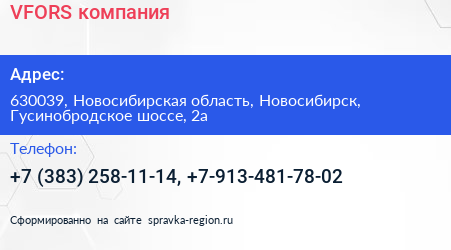 VFORS компания - визитка