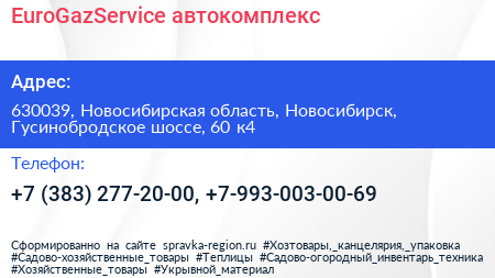 EuroGazService автокомплекс - визитка