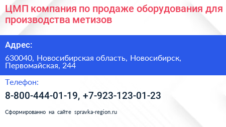 ЦМП компания по продаже оборудования для производства метизов - визитка