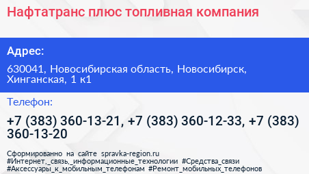 Нафтатранс плюс топливная компания - визитка