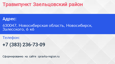 Травмпункт Заельцовский район - визитка