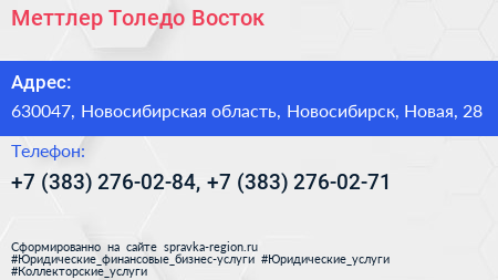 Меттлер Толедо Восток - визитка