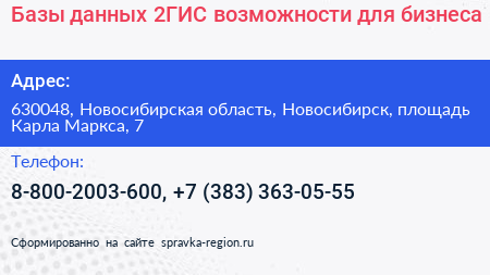 Базы данных 2ГИС возможности для бизнеса - визитка