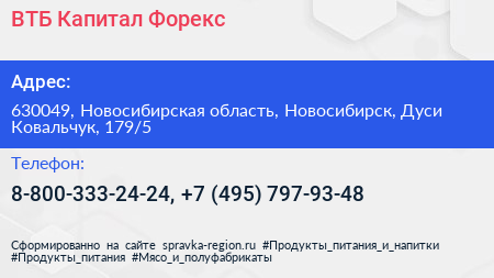 ВТБ Капитал Форекс - визитка