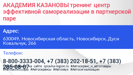 АКАДЕМИЯ КАЗАНОВЫ тренинг центр эффективной самореализации в партнерской паре - визитка
