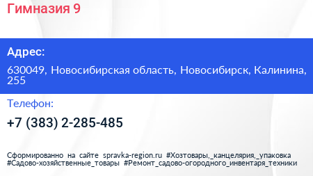 Нажмите, чтобы скачать визитку Гимназия 9 - визитка