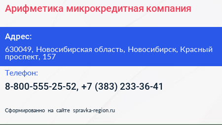 Арифметика микрокредитная компания - визитка