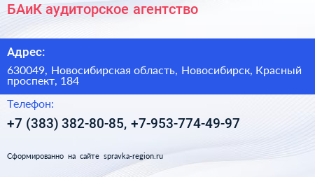 БАиК аудиторское агентство - визитка