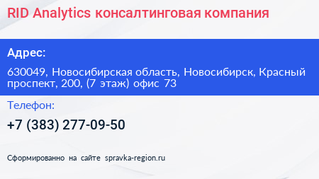 RID Analytics консалтинговая компания - визитка