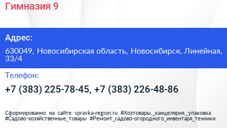 Гимназия 9 - визитка