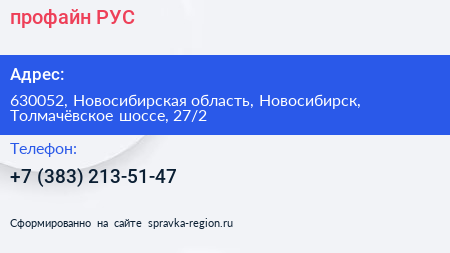 профайн РУС - визитка