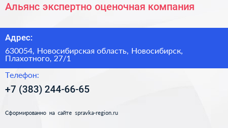 Альянс экспертно оценочная компания - визитка
