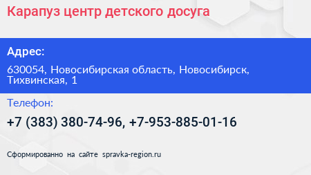 Карапуз центр детского досуга - визитка
