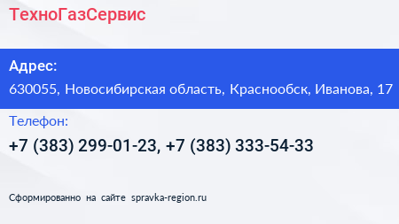 ТехноГазСервис - визитка