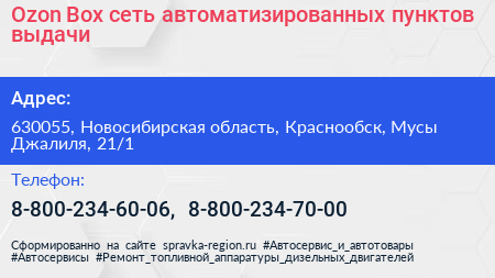 Ozon Box сеть автоматизированных пунктов выдачи - визитка