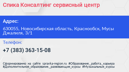Спика Консалтинг сервисный центр - визитка