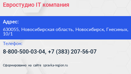Евростудио IT компания - визитка