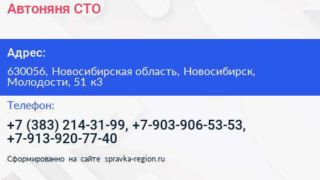 Автоняня СТО - визитка